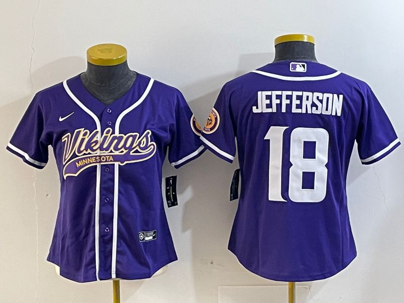 Youth Minnesota Vikings 18 Jefferson Purple Joint Name 2024 Nike Limited NFL Jersey style 1